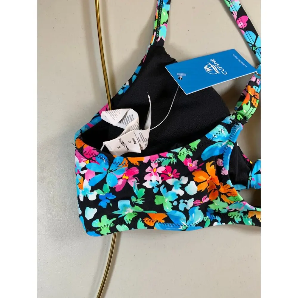 NWT Floral Multicolor Cupshe Bikini Size Medium w/ Crisscross Back - Picture 7 of 10